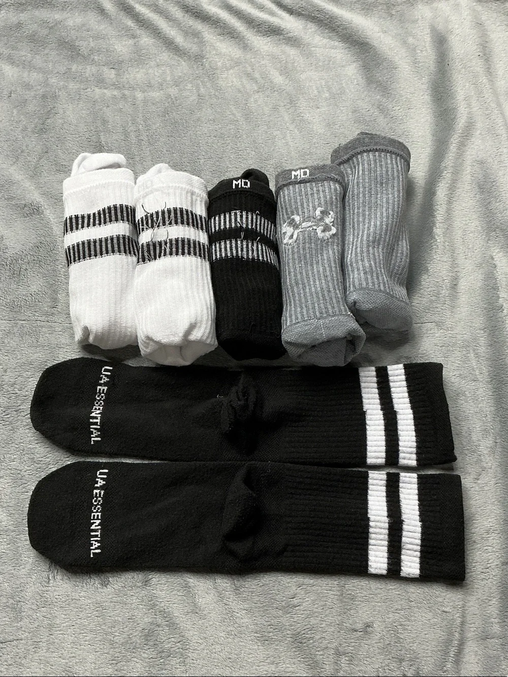 Under Armour Kids Crew Socks - Black, White & Gray Stripe Pack